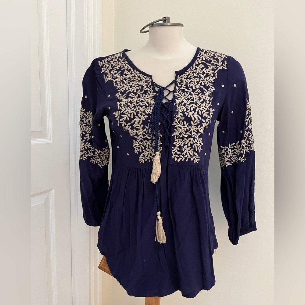 Solitaire purple and gold ( beige) peasant blouse